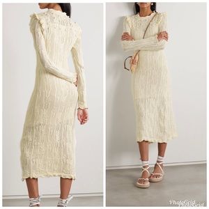 Ulla Johnson white Pointelle knit dress with nude chemise inside large new with